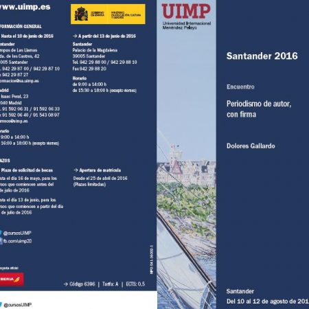 Abierta la matrícula para el curso «Periodismo de autor, con firma», que tendrá lugar en la UIMP