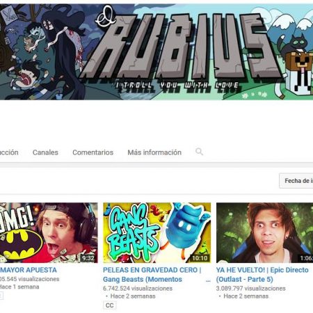 Captura de pantalla de el canal de ElRubius, que tiene más de 24 millones de suscriptores / Los «YouTubers», la atomización y la economía dependiente